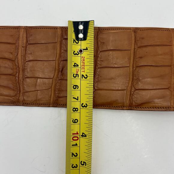 Ralph Lauren Womens Crocodile Brown Belt with Wicker Detail MSRP $2250 Size Med